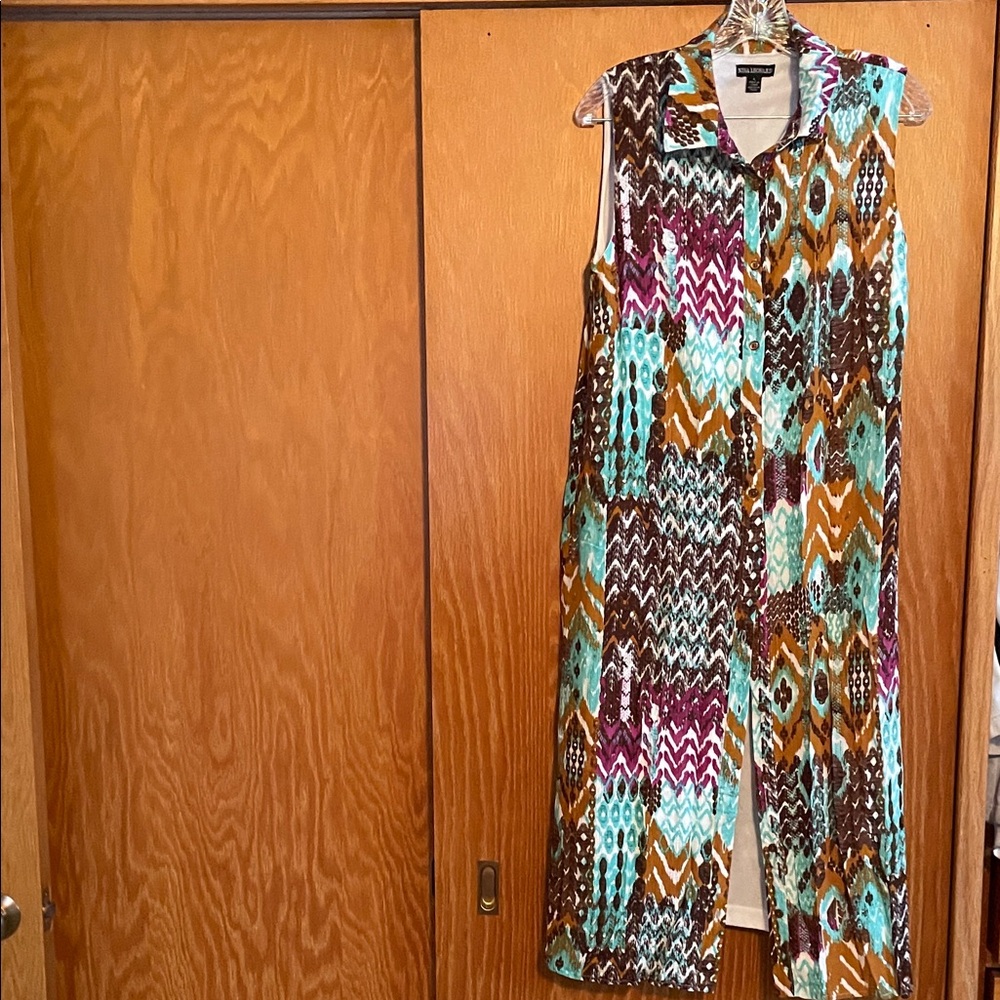 Nina Leonard Multicolor Geometric Dress